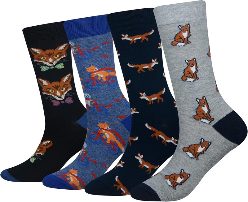 Cansok Men's 2/4 Packs Fun Crazy Novelty Dress Crew Socks - Image 1